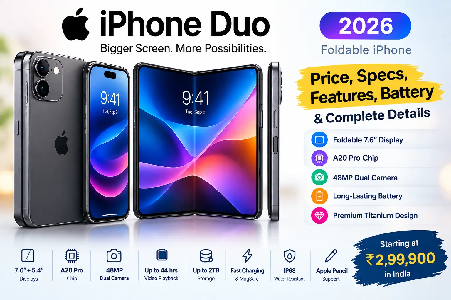 iPhone Duo 2026 foldable iPhone with 7.6-inch display